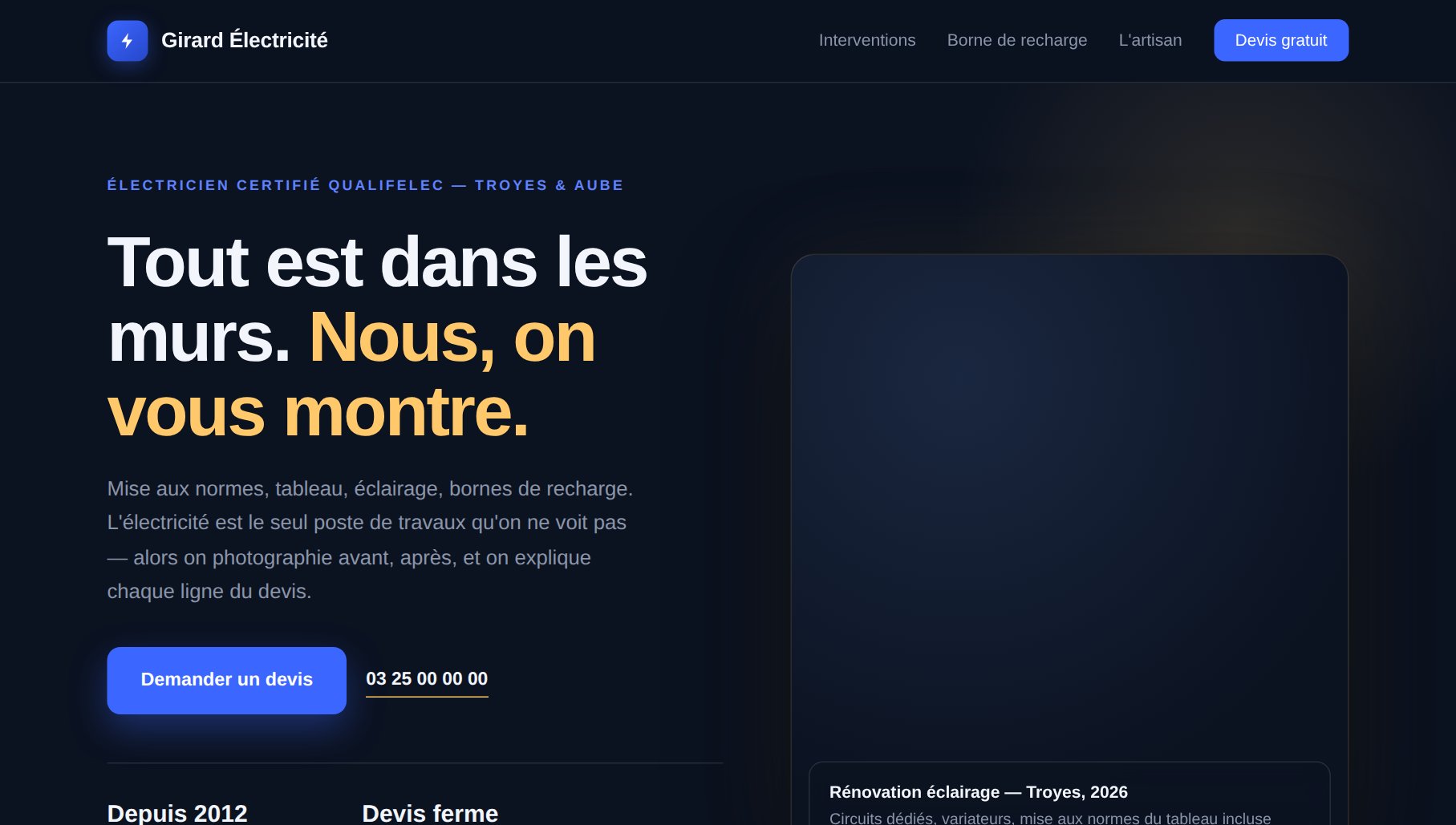 Capture du site Girard Électricité